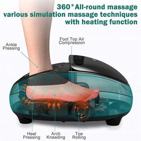 img 2 attached to 👣 HARBLAND Foot Massager Machine: 5 Intensities, Shiatsu Deep Kneading, Infrared Heat Therapy for Plantar Fasciitis & Tired Muscles, Fits Size 12