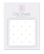 🛏️ swaddledesigns fitted crib sheet/toddler sheet: ultra-soft cotton flannel for optimal baby sleep, usa-made, pastel pink & sterling little dots logo