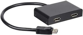 img 3 attached to Monoprice 121972 DisplayPort 1.2 MST Hub, 2-Port DP Multi-Stream Transport, DP to DP, Black, 7.6 x 5.8 x 1.3