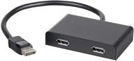 monoprice 121972 displayport 1.2 mst hub, 2-port dp multi-stream transport, dp to dp, black, 7.6 x 5.8 x 1.3 logo