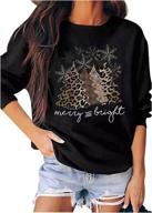 🐆 stylish leopard christmas sweatshirt for women - festive snowflake merry and bright xmas holiday pullover with funny letter print logo