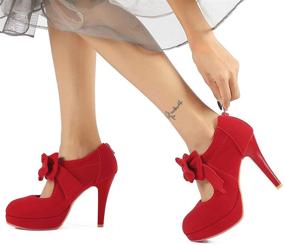 img 1 attached to Vintage Bowtie Platform Women's Shoes - Fashionably Retro and Elegant