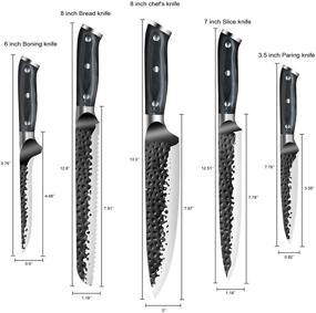 img 3 attached to 🔪 Набор кухонных ножей ZENG 5шт: ручной работы поварские ножи для дома и ресторана - бритвенно острые лезвия, эргономичная ручка из пакковуда