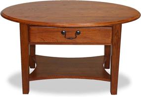 img 2 attached to Medium Oak Oval Coffee Table with Storage 🏞️ Drawer, Hand Applied Finish - Leick Home Favorite Finds