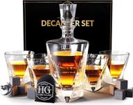 🥃 premium whiskey decanter set for men: 4 glasses, 9 cooling whisky stones, funnel - ideal christmas gifts for dad, husband, boyfriend & him logo