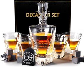 img 4 attached to 🥃 Premium Whiskey Decanter Set for Men: 4 Glasses, 9 Cooling Whisky Stones, Funnel - Ideal Christmas Gifts for Dad, Husband, Boyfriend & Him