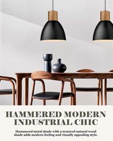 img 1 attached to 💡 ELYONA Modern Industrial Pendant Light with Adjustable Height - Hammered Metal Shade, Black Ceiling Hanging Lamp Fixture for Kitchen, Farmhouse, Dining Room, Coffee Bar, Bedroom, Living Room