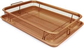 img 3 attached to 🍳 Enhance Your Cooking Experience with EaZy MealZ Crisping Basket & Tray Set, Air Fry Crisper Basket, Tray & Grease Catcher - Perfect Even Cooking, Non-Stick and Healthy (9.5" x 13", Copper)!
