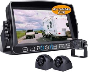 img 4 attached to 📹 Enhanced Backup Camera System: 7-inch Touch Button Monitor, Recorder, Quad Screen, Waterproof IR Rear & Side View - Ideal for RV, Semi, Box Truck, Trailer