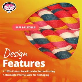 img 1 attached to 🐦 Super Bird Creations SB325 Large Size Colorful Cotton Bungee Rope Bird Toy with Ringing Bell, 96" Length, 9/10" Diameter