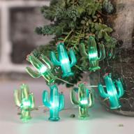 🌵 xmas themed cactus decorative light, 10ft 40 led nature night lights with remote, usb & battery operated fairy lights for holiday party wedding garden decor, green lights логотип