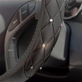 img 2 attached to 💎 Sparkle and Shine with Our Bling Bling Rhinestone Crystals Steering Wheel Cover - Silver (Bling)
