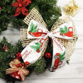 img 2 attached to 🎄 CT CRAFT LLC Satin Christmas Tree and Truck Wired Ribbon - White with Red | Perfect for Home Decor, Gift Wrapping, DIY Crafts | 2.5” x 10 Yards x 1 Roll