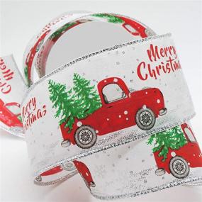 img 3 attached to 🎄 CT CRAFT LLC Satin Christmas Tree and Truck Wired Ribbon - White with Red | Perfect for Home Decor, Gift Wrapping, DIY Crafts | 2.5” x 10 Yards x 1 Roll