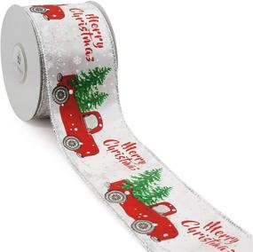 img 4 attached to 🎄 CT CRAFT LLC Satin Christmas Tree and Truck Wired Ribbon - White with Red | Perfect for Home Decor, Gift Wrapping, DIY Crafts | 2.5” x 10 Yards x 1 Roll