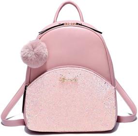 img 4 attached to 🎒 Stylish Pink Sequin Leather Backpack: Perfect School Bag for Girls and Women, Ideal for Casual Travel