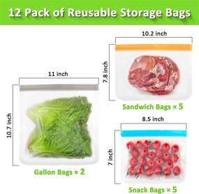 img 2 attached to 🥪 12 Pack Reusable Food Storage Bags – Leak Proof, Durable Silicone Bags for Freezer, Sandwiches, and Snacks