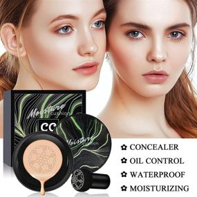 img 3 attached to 🍄 SuperThinker Air Cushion CC Cream Mushroom Head Foundation - Natural Moisturizing BB Cream Makeup with Long Lasting Matte Concealer