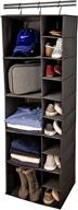 👚 hanging closet organizer storage shelves: 15 shelf closet organization system with 5 clothes drawers and 10 shoe rack holder compartments – convenient dorm room or bedroom storage for sweaters, purses, shoes logo