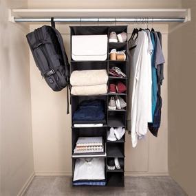 img 1 attached to 👚 Hanging Closet Organizer Storage Shelves: 15 Shelf Closet Organization System with 5 Clothes Drawers and 10 Shoe Rack Holder Compartments – Convenient Dorm Room or Bedroom Storage for Sweaters, Purses, Shoes