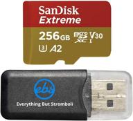 📷 sandisk extreme 256gb micro sdxc memory card for gopro hero 7 black, silver, and hero7 white - uhs-1 u3 a2 bundle with (1) everything but stromboli micro card reader logo