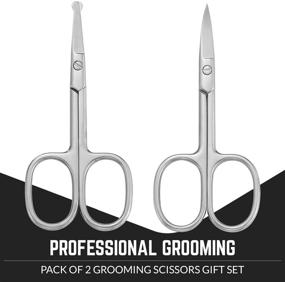 img 3 attached to 💈 Precision Stainless Steel Grooming Scissors - Ultimate Facial Hair Trimming Set for Men - Eyebrow, Beard & Mustache - Safe Nose & Ear Hair Clipper - Travel Case Included