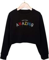 👚 g-amber girls long sleeve funny letters fashion crop crop tops for kids - sweatshirts print pullover logo