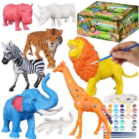 img 4 attached to 🎨 Yileqi Safari Animal Painting Kit: Fun Jungle Crafts for Kids Ages 4-8, DIY Art Set for Creative Activities, Perfect Birthday Gift