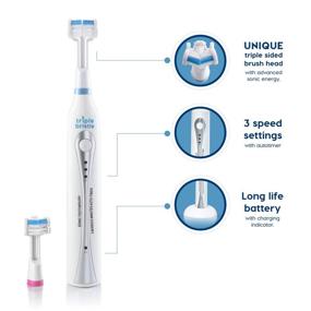 img 3 attached to 🦷 Enhance your Smile with Triple Bristle's Advanced Sonic Electric Toothbrush - Achieve Whiter Teeth & a Brighter Smile - Rechargeable 31,000 VPM Tooth Brush with Unique & Patented 3 Brush Head Design - Optimal Angle Bristles for Effective Tooth Cleaning