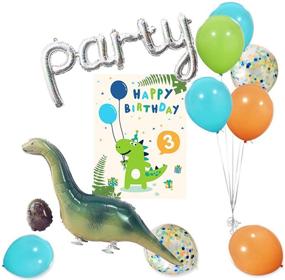 img 3 attached to 🎈 40 Pack of Dinosaur Balloons with Confetti for Baby Shower, Dino Jungle, or Jurassic Themed Birthday Party Decorations - Includes 12 Inch Orange, Light Blue, and Fruit Green Latex Balloons, Ribbon Included