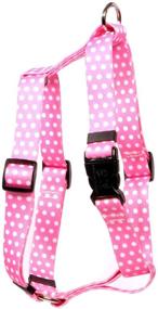 img 1 attached to 🐶 Yellow Dog Design Pink Polka Dot Roman Style H Dog Harness - Enhanced SEO