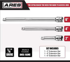 img 3 attached to Ares 70243 - 3-Piece 1/4-Inch Socket Extension Set - Includes 2-Inch, 4-Inch & 6-Inch Extensions - Premium Chrome Vanadium Steel with Mirror Finish
