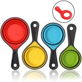 img 1 attached to 🥄 Convenient and Space-Saving: Collapsible Measuring Cups and Spoons - 8 Piece Set of Portable Food Grade Silicone Kitchen Measuring Tools