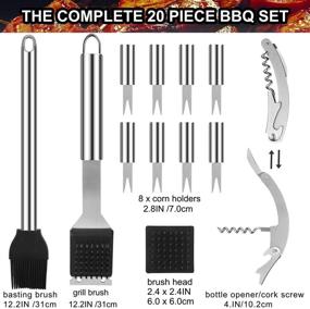 img 2 attached to Revolutionize Your BBQ Experience with Grilljoy's 20PCS Heavy Duty BBQ Grill Tools Set - Premium Stainless Steel Spatula, Fork & Tongs. The Ultimate Barbecue Accessories Kit in a Sleek Aluminum Storage Case - Ideal Grill Gifts for Men