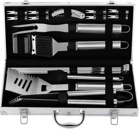 img 4 attached to Revolutionize Your BBQ Experience with Grilljoy's 20PCS Heavy Duty BBQ Grill Tools Set - Premium Stainless Steel Spatula, Fork & Tongs. The Ultimate Barbecue Accessories Kit in a Sleek Aluminum Storage Case - Ideal Grill Gifts for Men