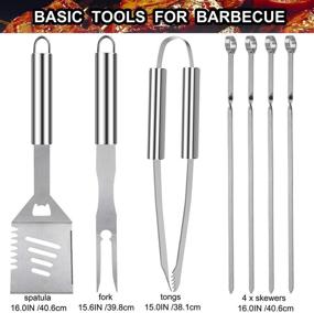 img 3 attached to Revolutionize Your BBQ Experience with Grilljoy's 20PCS Heavy Duty BBQ Grill Tools Set - Premium Stainless Steel Spatula, Fork & Tongs. The Ultimate Barbecue Accessories Kit in a Sleek Aluminum Storage Case - Ideal Grill Gifts for Men