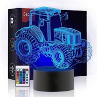 🚜 bedoo tractor 3d illusion night light, 16 color changing dimmable lighting, smart toy lamp usb charge table desk bedroom livingroom indoor decoration with remote control - enhanced seo логотип