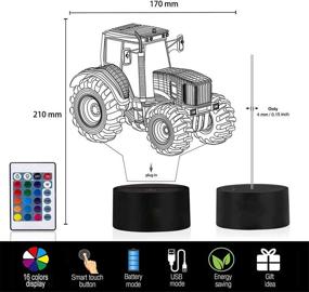 img 2 attached to 🚜 Bedoo Tractor 3D Illusion Night Light, 16 Color Changing Dimmable Lighting, Smart Toy Lamp USB Charge Table Desk Bedroom Livingroom Indoor Decoration with Remote Control - Enhanced SEO