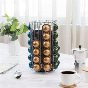 img 2 attached to 🔄 Stainless Steel Silver Wire Coffee Pod Capsule Organizer Carousel with 360 Degree Rotation, Including Coffee Cup Disposable Sleeve Storage Rack Basket - MyGift