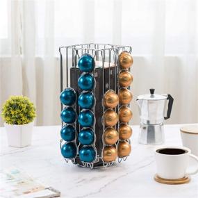 img 3 attached to 🔄 Stainless Steel Silver Wire Coffee Pod Capsule Organizer Carousel with 360 Degree Rotation, Including Coffee Cup Disposable Sleeve Storage Rack Basket - MyGift