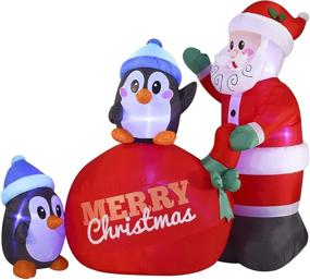 img 3 attached to 🎅 Joiedomi 7 Foot Long Santa Inflatable with Penguins and Built-in LEDs - Perfect Xmas Party Decor for Indoor, Outdoor, Yard, Garden, Lawn Winter Celebration.
