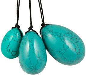 img 2 attached to 🥚 Green Howlite Turquoise Yoni Eggs Set of 3 for Pelvic Floor Muscle Strengthening - Pre-Drilled, Unwaxed String, Velvet Pouch Included