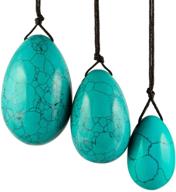 🥚 green howlite turquoise yoni eggs set of 3 for pelvic floor muscle strengthening - pre-drilled, unwaxed string, velvet pouch included logo