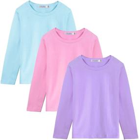 img 4 attached to Greatchy Girls' Clothing - 3 Pack of Long Sleeve Crewneck T-Shirts - Tops, Tees, & Blouses