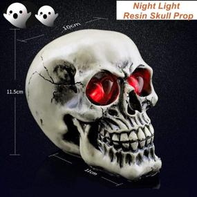 img 3 attached to 🎃 Halloween LED Skull Statue Light: Spooky Table Decor with LED Light Up Eyes - Perfect Horror Haunted House Party Ornament & Gift