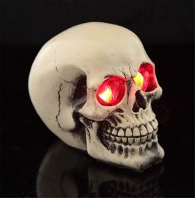 img 4 attached to 🎃 Halloween LED Skull Statue Light: Spooky Table Decor with LED Light Up Eyes - Perfect Horror Haunted House Party Ornament & Gift