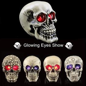 img 2 attached to 🎃 Halloween LED Skull Statue Light: Spooky Table Decor with LED Light Up Eyes - Perfect Horror Haunted House Party Ornament & Gift