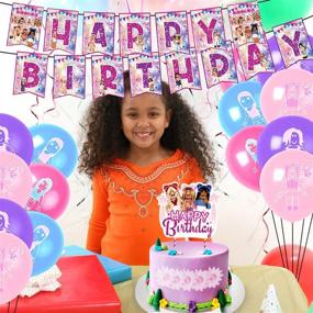 img 2 attached to 🤖 Fun & Colorful Robot Blocks Party Supplies Set for Girls: Happy Birthday Banner, Cake Topper, Balloon & More!