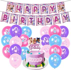 img 4 attached to 🤖 Fun & Colorful Robot Blocks Party Supplies Set for Girls: Happy Birthday Banner, Cake Topper, Balloon & More!