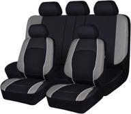 🐎 horse kingdom full set universal faux leather car seat covers - 11pcs, breathable, airbag compatible - ideal for cars, trucks, suvs, sedans - black with grey logo